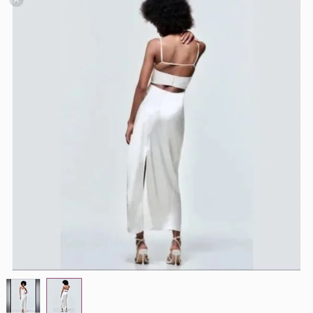 Zara White Satin Midi Dress - Picture 2 of 2